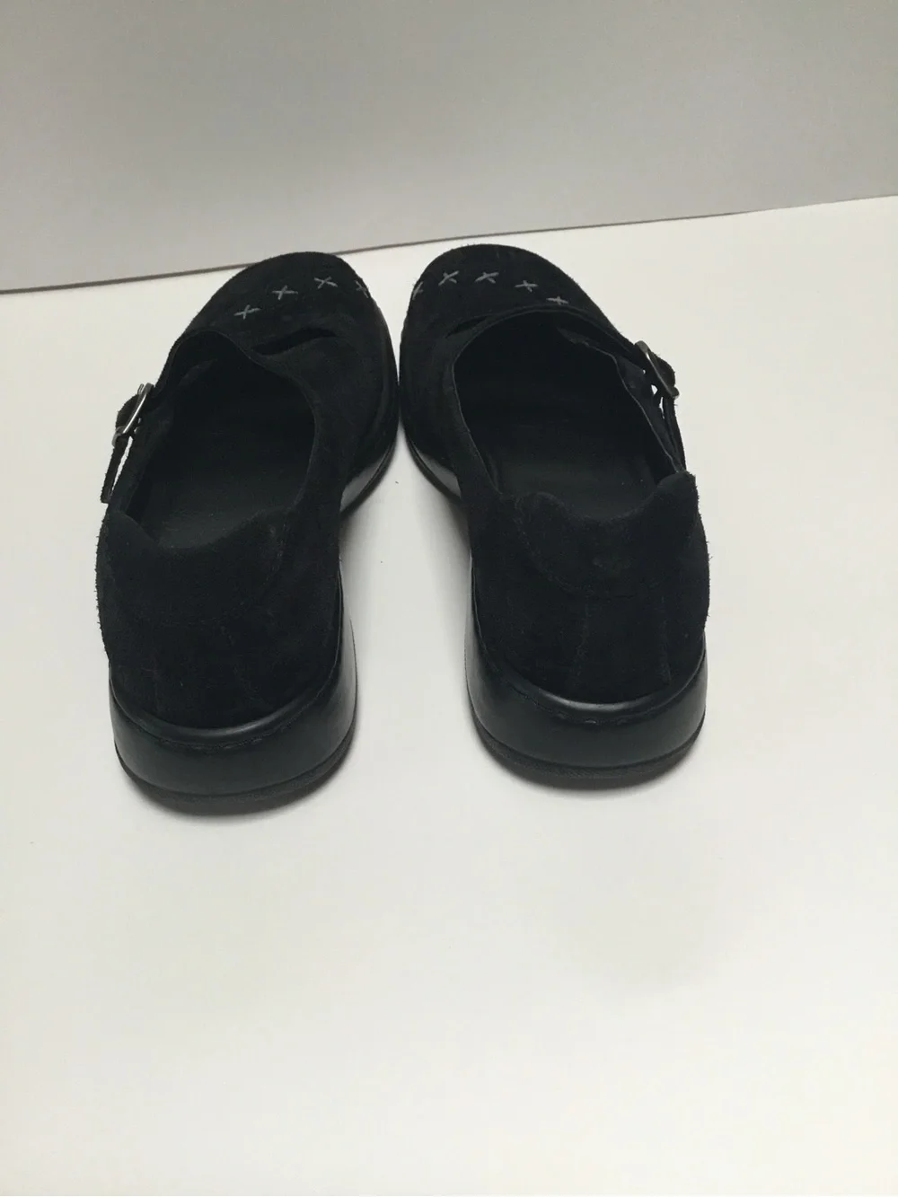 Dansko Black Suede Mary Jane Flats with Cross-Stitch Detail